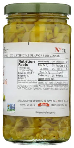 Vista 2 de Jeff's Naturals Peperoncini griego dorado en rodajas - 12 oz