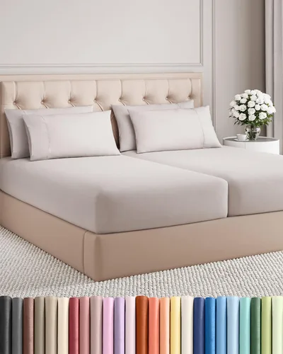 Vista 121 de Juego de sábanas Split King de 7 piezas - Incluye 4 fundas de almohada - Sábanas Split King - Ropa de cama de hotel de lujo suave - Refrescante