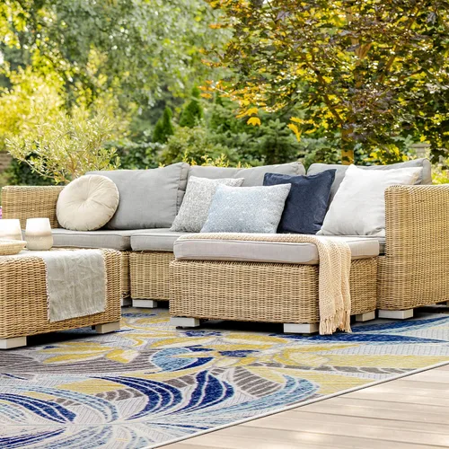 Vista 10 de Leick Home 595249 Song Floral - Alfombra rectangular para interiores y exteriores, 3 x 5 pies