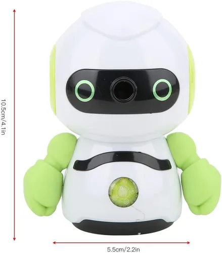 Vista 3 de Sacapuntas manual de diseño de robot con función de alimentación automática, mecanismo de manivela para estudiantes, niños, colores aleatorios