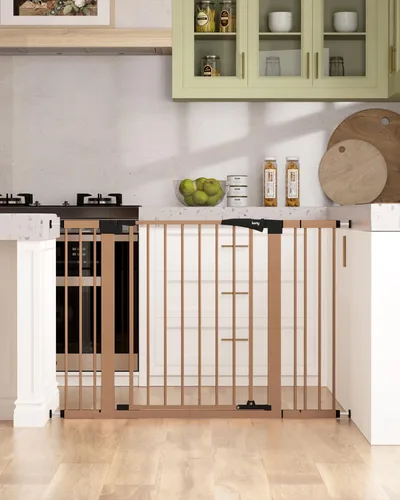Vista 13 de keny Puerta de bebé de 29.7 a 46 pulgadas para escaleras, puertas de perro con cierre automático para puertas, montada a presión, sin perforación