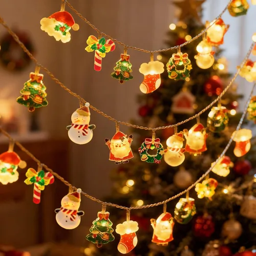 Vista 14 de Guirnalda de luces de Halloween, cadena de luces de calavera para otoño, guirnalda de luces con pilas, alimentación por USB, opcional, 2 modos