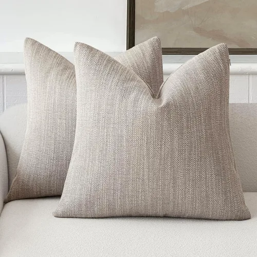 Vista 36 de Foindtower Juego de 2 fundas de almohada decorativas de lino de arpillera con textura, fundas de cojín bohemias de estilo rústico, funda de almohada