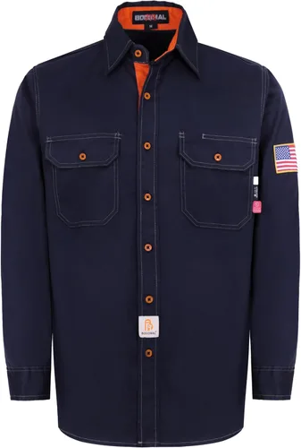 BOCOMAL Camisas FR para hombre, resistentes al fuego, peso ligero, NFPA2112, camisa de soldadura ignífuga, acabado repelente al agua y al aceite