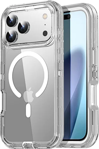 Vista 10 de AICase Funda transparente compatible con MagSafe 3 en 1, resistente protección contra caídas, cuerpo completo, a prueba de golpes y polvo, 3 capas