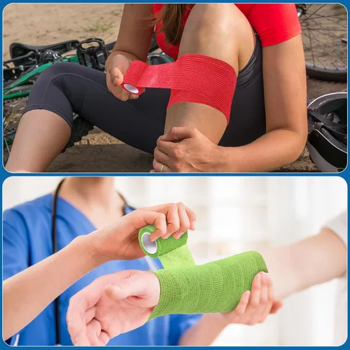 Vista 4 de Treela Paquete de 96 vendajes autoadhesivos de 2 pulgadas x 5 yardas, vendajes cohesivos autoadherentes elásticos atléticos deportivos, cinta 15