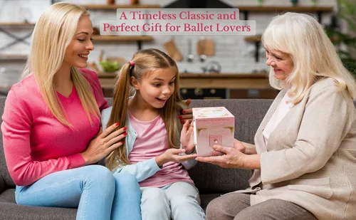 Vista 5 de Caja de música con diseño de bailarinas de ballet Ballet Friends, Bailarina, Rosado
