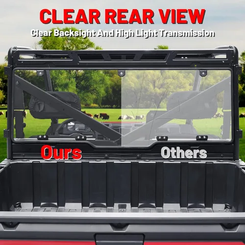 Vista 5 de StarknightMT Parabrisas trasero de liberación rápida sin herramientas compatible con Polaris Ranger XP 1000 / Crew 2017-2026, 1000, 900, ventana