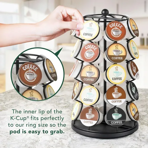 Vista 6 de Soporte para K-Cups Nifty – Compatible con K-Cups, Carrusel de Cápsulas de Café Soporte para 35 K-Cups, Gira 360 Grados, Plataforma Lazy Susan