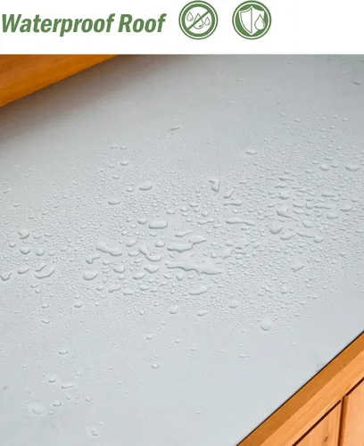 Vista 5 de Banco para macetas al aire libre con parte superior de trabajo de metal, gabinete de almacenamiento de jardín impermeable, estación de herramientas