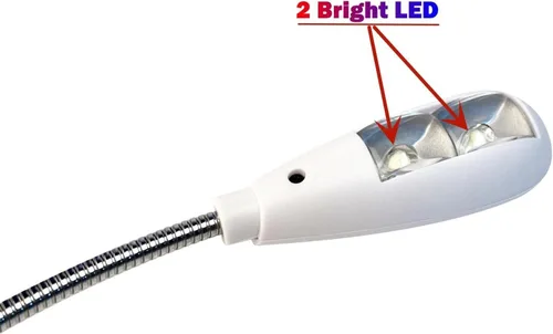 Vista 5 de Lámpara de Lectura LED USB con Ajuste Regulable de 2 Brillos, Cuello de Ganso Flexible, Luz USB para Notebook Laptop Teclado, Powerbank