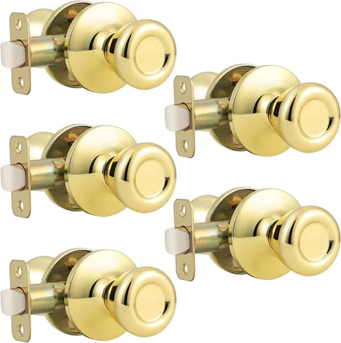 Vista 48 de GOBEKOR Paquete de 1 perillas para puerta de paso, pomos interiores de latón pulido sin llave, pomos de puerta de armario, pasillo, pomo de paso