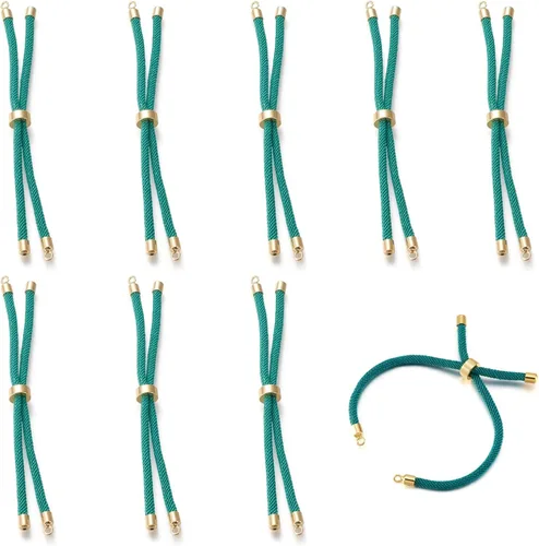 Vista 33 de 10 piezas de pulseras de cordón trenzado de nylon para hacer pulseras deslizantes ajustables con accesorios de latón dorado para accesorios