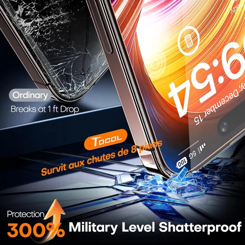 Vista 167 de TOCOL Protector de pantalla de privacidad para 15 Pro Max, 6.7 pulgadas, dureza 9H, grado militar, inastillable, vidrio templado HD, cobertura