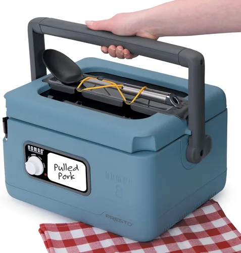 Vista 3 de Presto 06017 - Olla de cocción lenta para viajar Nomad, de 8 cuartos de galón, color azul