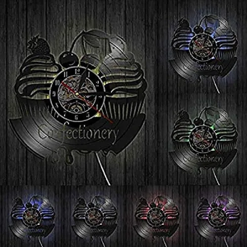 Vista 6 de Sweets - Lámpara de pared contemporánea para colgar, reloj con diseño de dulces navideños, relojes de panadería, decoración de pared, idea de disco