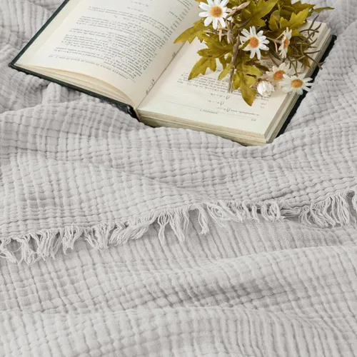 Vista 3 de Esterra Manta de muselina de 50 x 65 pulgadas, acogedora, suave, ligera, prelavada, manta de gasa de 4 capas transpirable para todas las estaciones