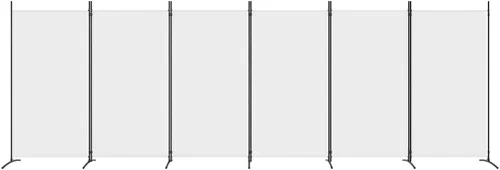 Vista 36 de vidaXL Divisor de habitación de 5 paneles en color blanco, ideal para dormitorio, sala de estar, apartamento de estudio, hecho de material de tela