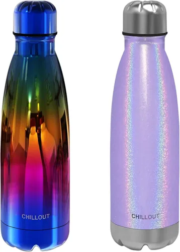 Vista 35 de CHILLOUT LIFE Botella de agua de acero inoxidable para la escuela de niños: 12 oz con aislamiento de doble pared en forma de botella de cola