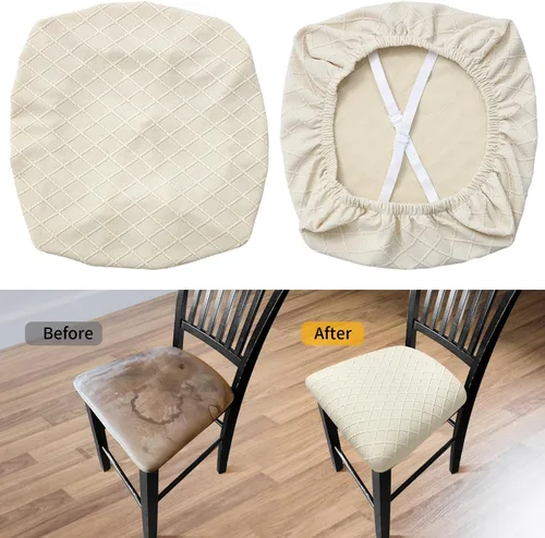 Vista 6 de YISUN Fundas elásticas para asiento de silla de comedor, fundas de asiento extraíbles y lavables para asiento de cocina, fundas de cojín protectoras