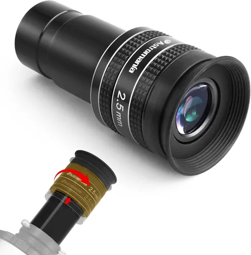 Ocular de Telescopio Astromania 2.5mm, Ocular de Campo Aparente de Ángulo Amplio de 58 Grados Planetario para Telescopio de Astronomía de 1.25