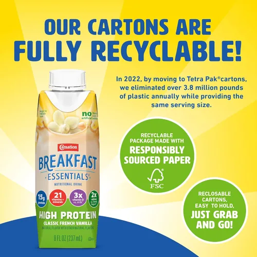 Vista 6 de Carnation Breakfast Essentials High Protein Ready-to-Drink, Classic French Vanilla, 8 FL OZ Carton (Pack of 24)