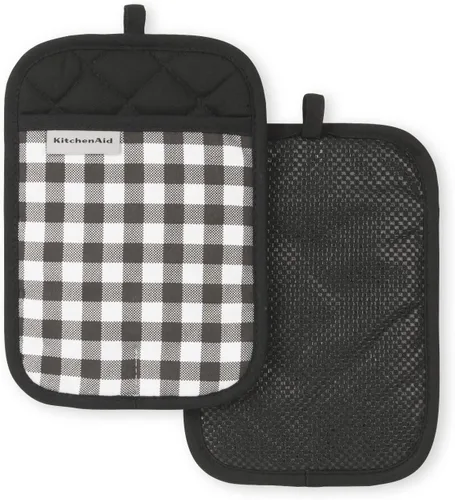 Vista 5 de KitchenAid Juego de 2 soportes para ollas a cuadros, cielo aguamarina, 7 x 10 pulgadas