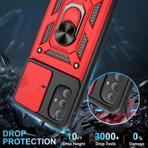 Vista 486 de Gritup Funda para Samsung Galaxy A05s-4G con Protector de Pantalla [2 Piezas] con Cubierta Deslizante para Cámara, Soporte Tipo Atril de Anillo