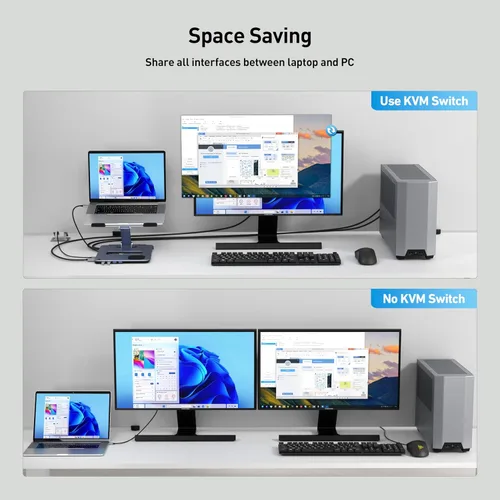 Vista 6 de BENFEI Soporte para laptop con estación de acoplamiento USB C 6 en 1, cargador inalámbrico magnético de 15 W, interruptor KVM USB 3.0, HDMI 4K a