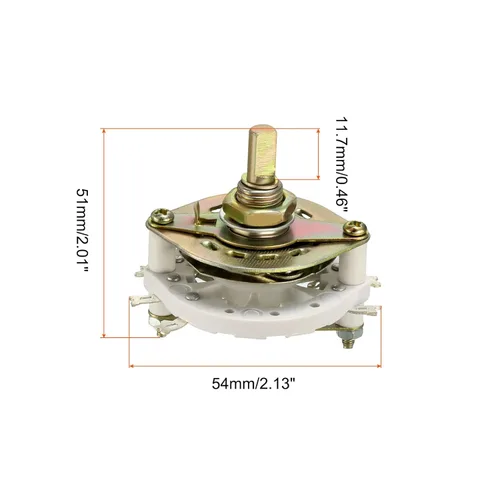 Vista 2 de Interruptor giratorio selector de banda 2P2T 2 polos 2 posiciones, 1 cubierta [para radio, TV, unidad de control de máquina industrial] - 1 unidad