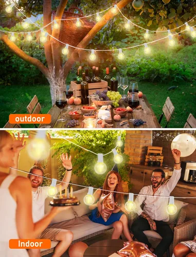 Vista 16 de 25ft Outdoor Christmas LED String Lights,G40 Frosted White Globe Lights with 27pcs Plastic Bulbs,Round Bulb Christmas Lights for Indoor/Outdoor