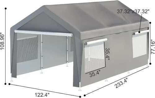 Vista 6 de Tienda de campaña de almacenamiento de 8 x 8 pies con puertas enrollables, cobertizo de refugio portátil al aire libre, carpa de garaje, cochera