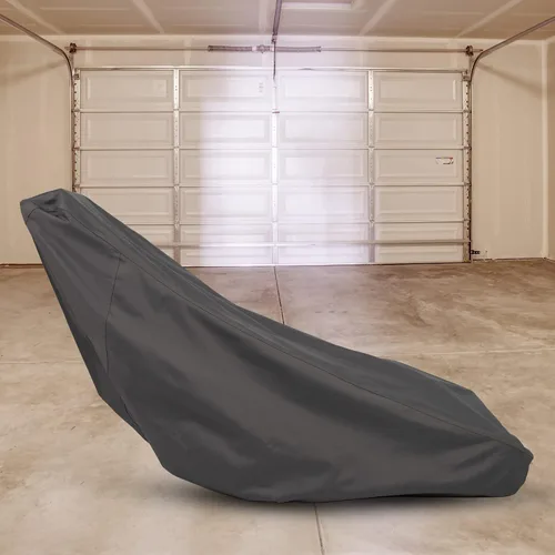Vista 3 de Cubierta para cortacésped impermeable resistente – Tela gruesa marina 600D, grandes cubiertas resistentes a los rayos UV para cortacésped al aire