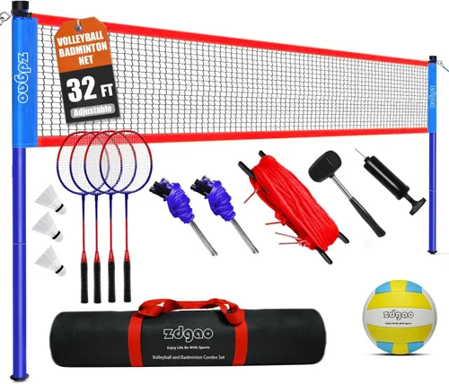 Juego combinado de bádminton y voleibol, red profesional de voleibol para césped, patio trasero, juego de voleibol fácil de instalar con bolsa