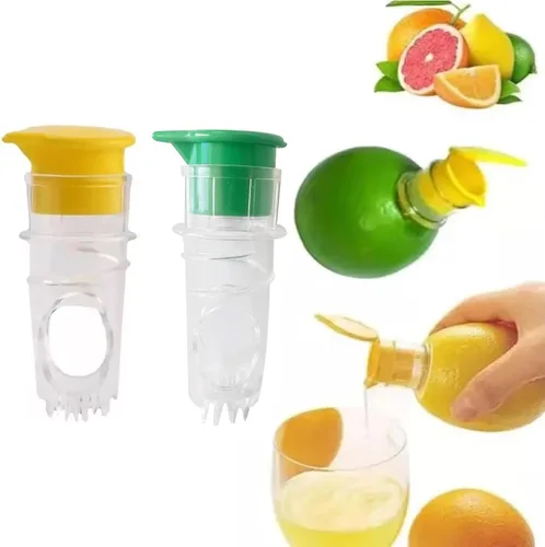 Exprimidor de limón con tapa de rosca, exprimidor de limón, exprimidor de limón de mano, mini exprimidor manual de limón con tapa (2, amarillo/verde)