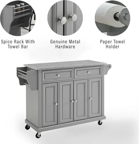 Vista 35 de Crosley Furniture isla de cocina con ruedas, Madera, Blanco