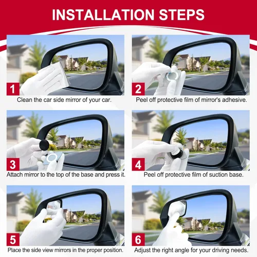 Vista 4 de LivTee Espejo de punto ciego, espejo retrovisor convexo sin marco con forma de rombo de cristal HD con ángulo amplio ajustable para vehículos, SUV