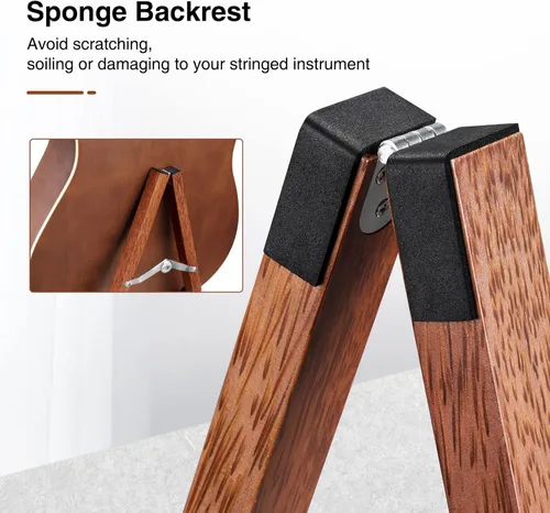 Vista 2 de LEKATO Soporte de madera para guitarra, soporte plegable de espuma acolchada para acústico, eléctrico, bajo, banjo, mandolina