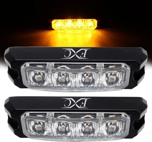 Vista 9 de FXC Purishion - Luces estroboscópicas de emergencia impermeables con 4 luces LED de luz estroboscópica, 16 patrones intermitentes para automóvil