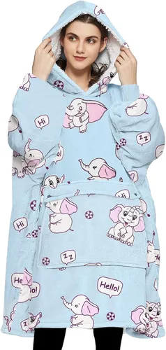 Vista 39 de Manta portátil de sherpa con capucha, para adultos, todos los patrones, de gran tamaño, sudadera con bolsillos