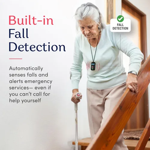 Vista 4 de Collar de alerta médica celular Smart Med Alert con botón de emergencia para personas mayores, monitoreo 24/7, detección de caídas para ancianos