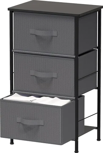 Vista 11 de Simple Houseware - Cómoda organizadora de cajones de almacenamiento de 2 niveles para mesita de noche, color marrón