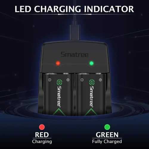 Vista 6 de Smatree batería recargable Ni-MH de 2000mAh 2unidades Cargador de doble canal para Xbox OneXbox One S controlador inalámbrico