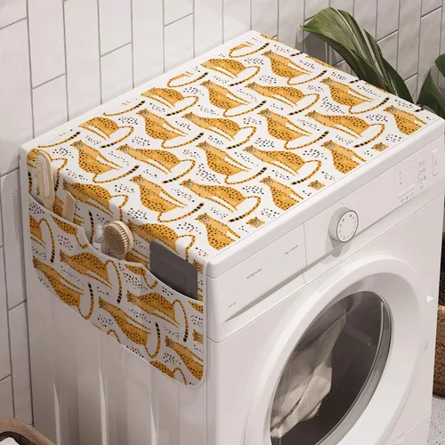 Vista 53 de Ambesonne Skeleton Microwave Oven Cover, Sugar Skulls in Dotted Rhombus Floral Ornate on Grunge Backdrop, Water Resistant Organizer with Pockets for