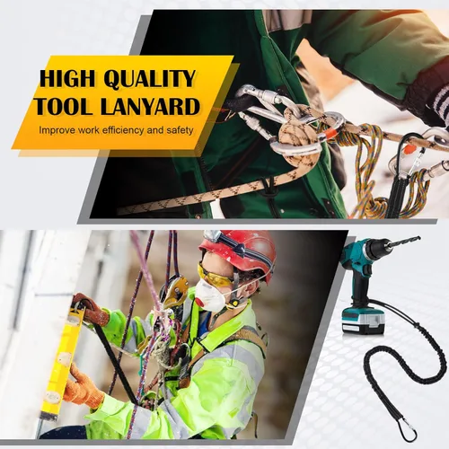 Vista 6 de Paquete de 12 unidades de cordón de herramientas con hebilla de metal única y extremo de bucle ajustable, longitud estándar, límite máximo