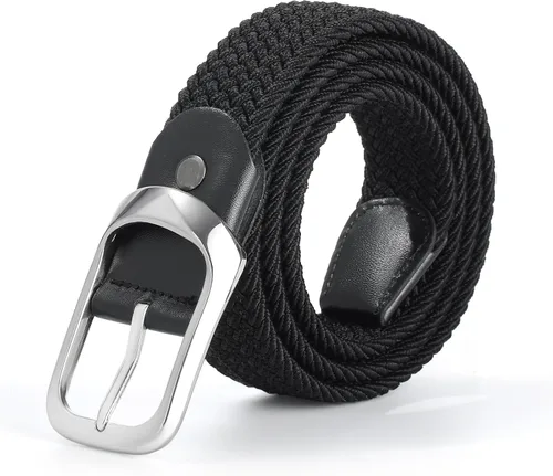 AWAYTR Cinturón elástico trenzado para mujer - Cinturón de tela tejida elástica para mujer para jeans