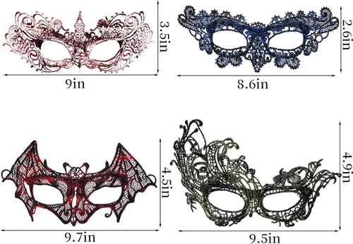 Vista 2 de cnomg 4 máscaras de encaje para mujer, máscara veneciana de Mardi Gras para mujer, máscara de baile de máscaras para mujer, juego de máscaras