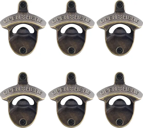 Vista 33 de Abrebotellas montado en la pared, bronce antiguo, abrebotellas de cerveza retro, montaje para poste, barbacoa, KTV, cocina