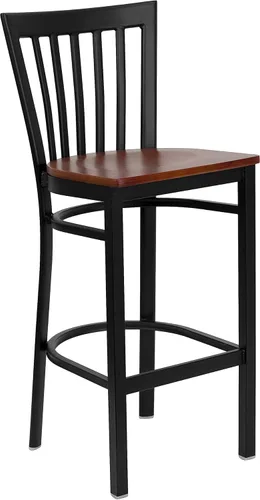 Vista 52 de Flash Furniture HERCULES Series Black School House Back Metal Restaurant Barstool - Asiento de vinilo negro