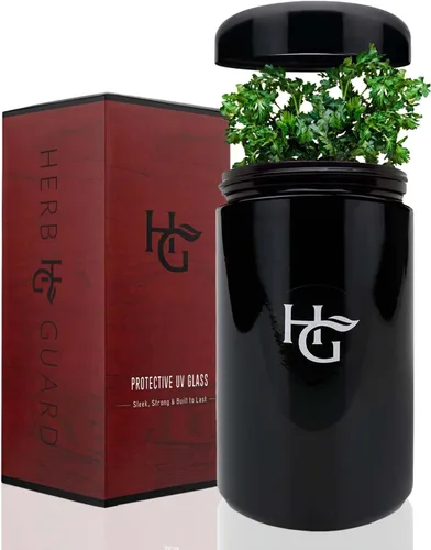 Herb Guard - Tarro hermético ultravioleta de 2 onzas (1 litro) mantiene las hierbas frescas durante meses